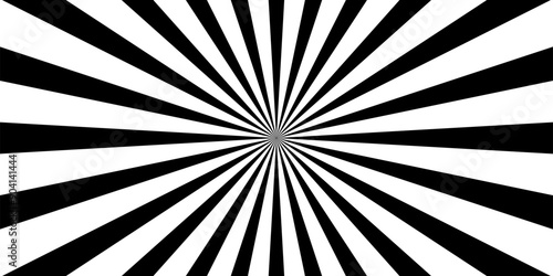 Black and White Radial Pattern. Rays background in retro style. Vector.