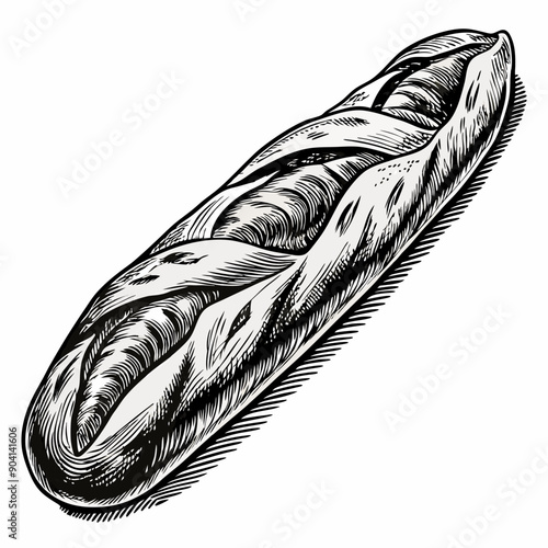 A long, thin, crusty bread with a crusty edge