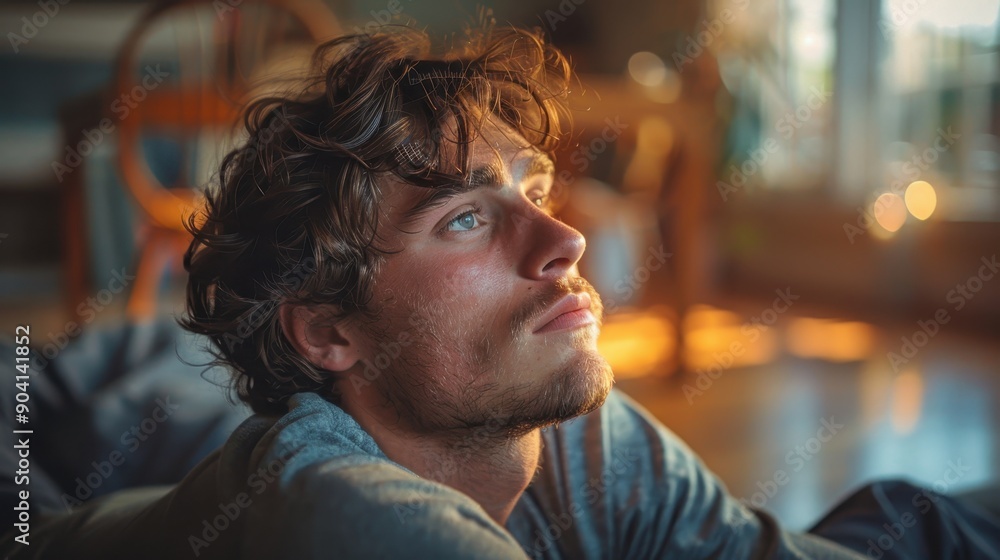 Contemplative Man in Profile - Mental Health and Depression Concept Contemplative Man in Profile - Mental Health and Depression Concept