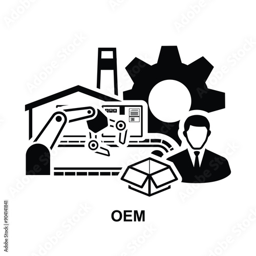 OEM Icon. OEM Original Equipment Manufacturer isolate on background vector illustration