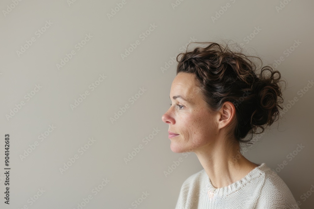 Contemplative Woman Lost in Thoughts of Depression, Profile View Mental Health Concept Contemplative Woman Lost in Thoughts of Depression, Profile View Mental Health Concept