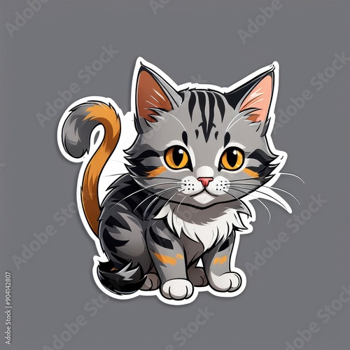 Cute Cartoon Kitten.isolated pastel backgroundGenerative Ai photo