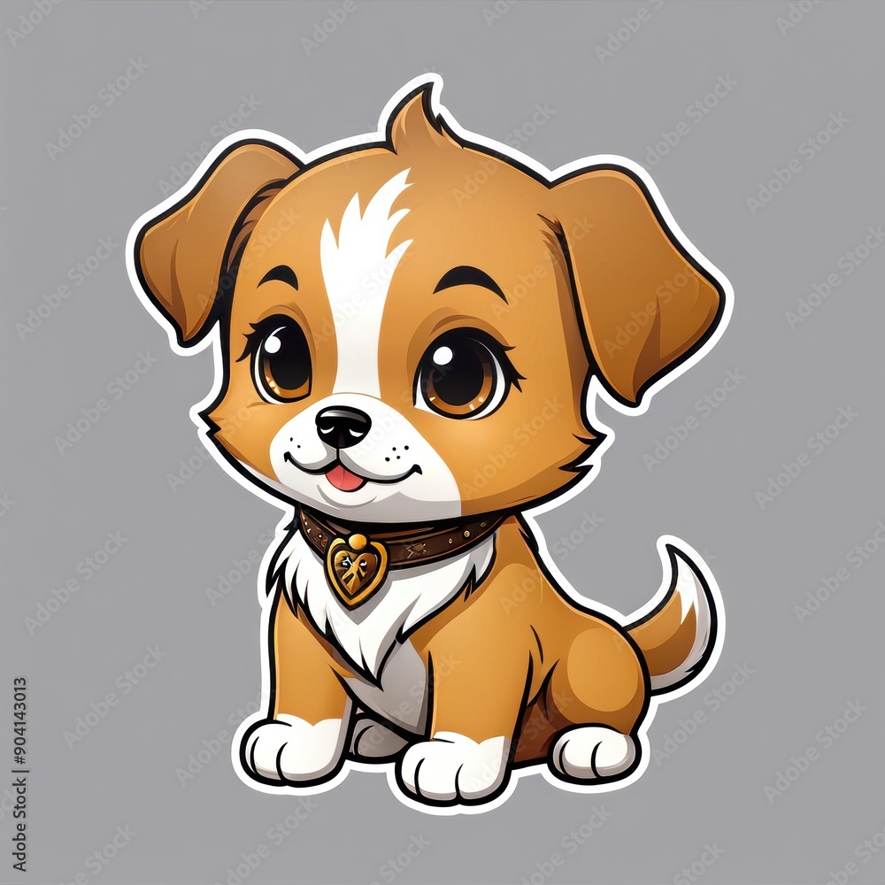 Cute Cartoon Puppy with Big Eyes.Generative Ai Cute Cartoon Puppy with Big Eyes.Generative Ai