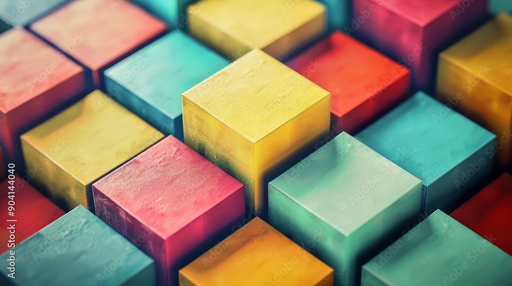 Abstract pattern of colorful cubes arranged in a grid. Abstract pattern of colorful cubes arranged in a grid.