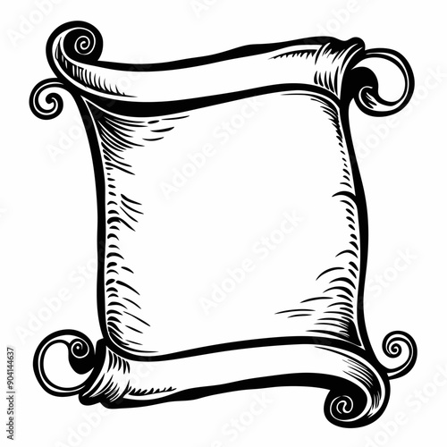 A white frame with a scrollwork border