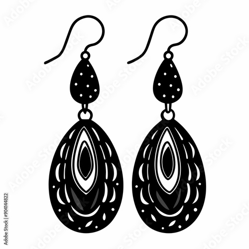 The earrings are black and have a diamond shape
