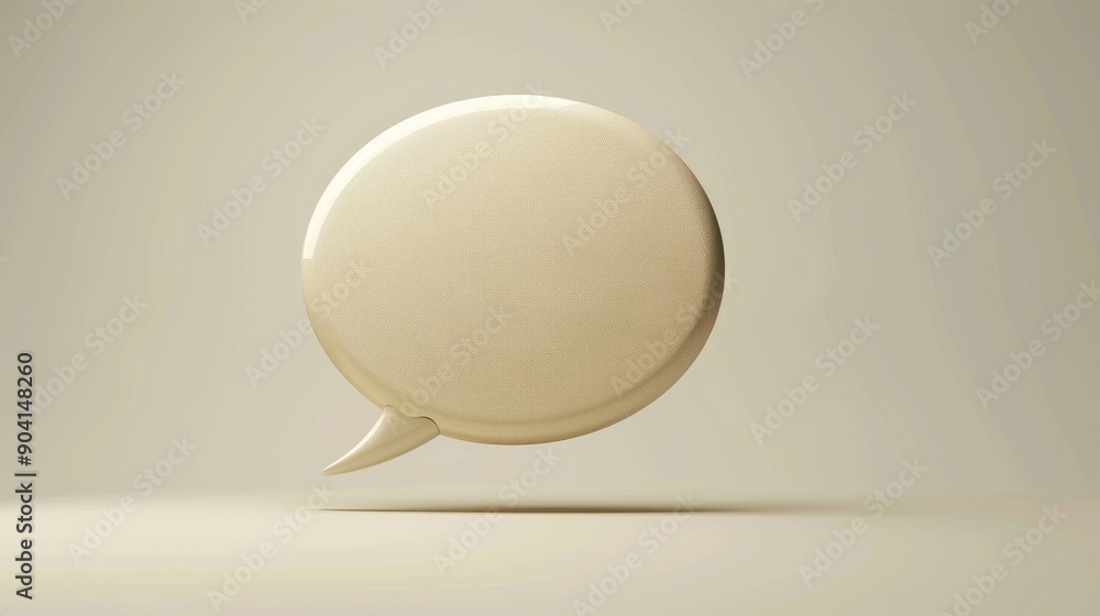 A simple 3D rendered beige speech bubble against a white background. A simple 3D rendered beige speech bubble against a white background.
