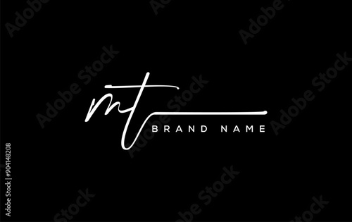 Cuadro en lienzo MT letter beauty handwriting vector logo.