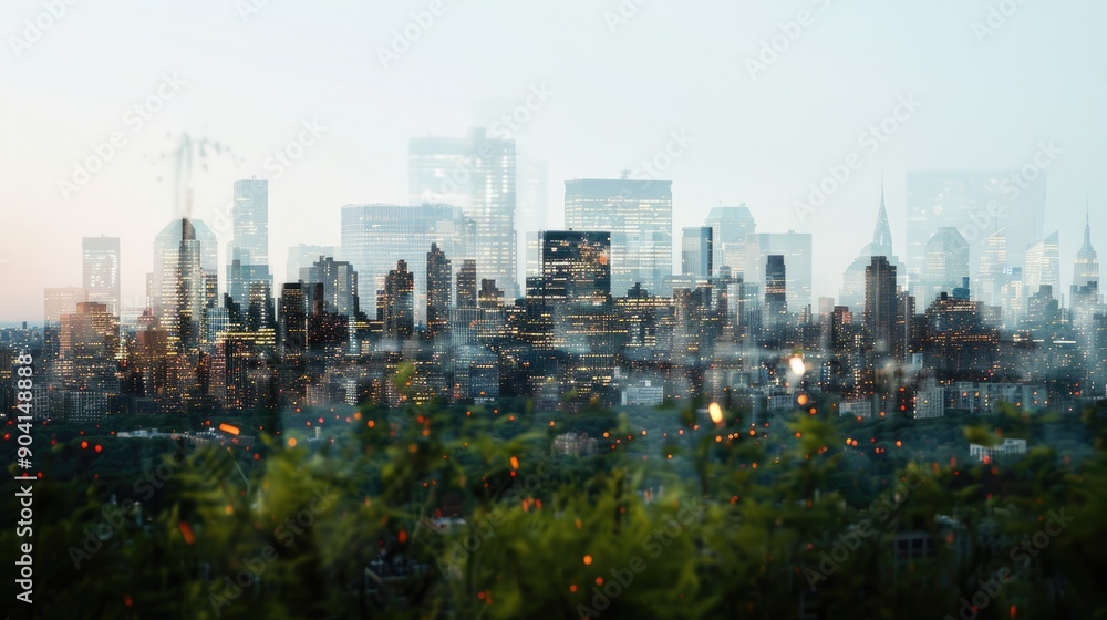 Naklejka premium Conservation projects fostering metropolitan development through innovative methods focus on realistic manipulation urban backdrop