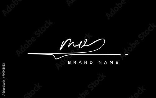 MV letter beauty handwriting vector logo.