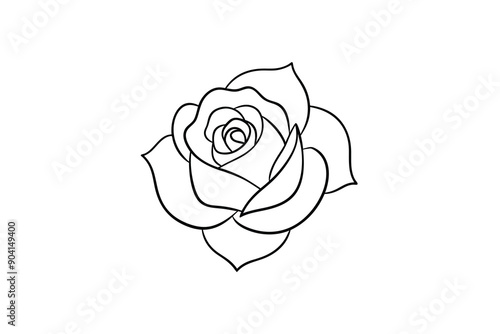 Rose flower for design element and coloring book pages for kids