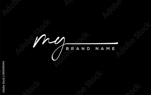 MY letter beauty handwriting vector logo.