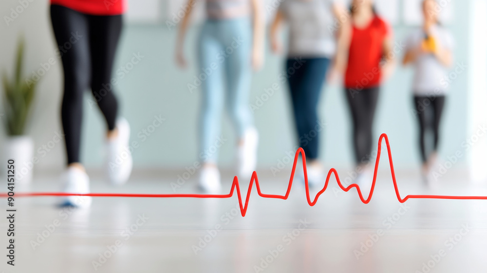 © wuttichai1983 - A visual representation of a heartbeat line transitioning into people walking, symbolizing the connection between physical activity and heart health. © wuttichai1983 - A visual representation of a heartbeat line transitioning into people walking, symbolizing the connection between physical activity and heart health.