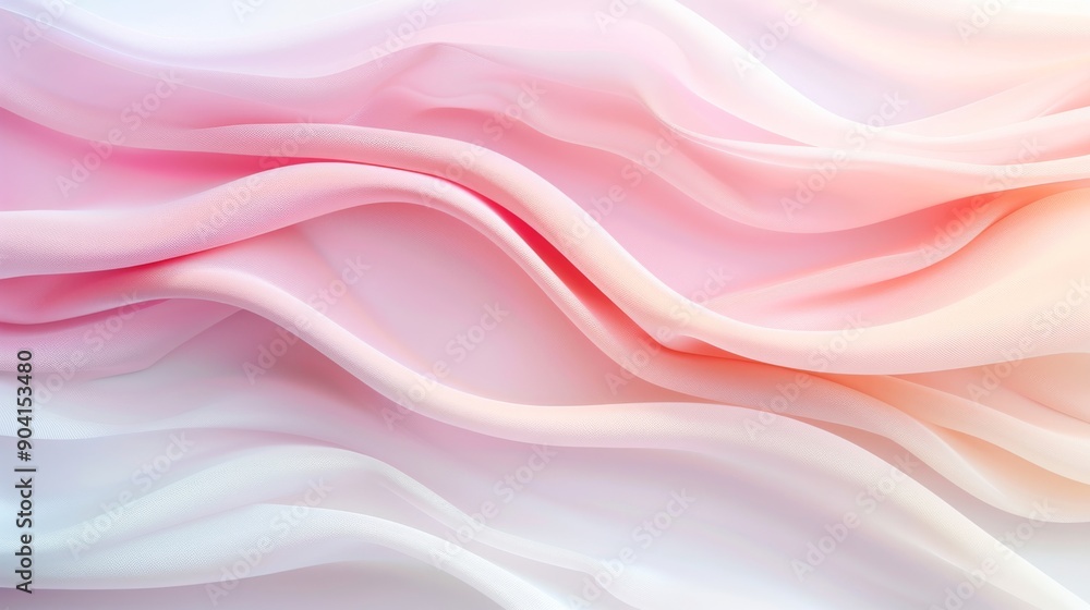 Fototapeta premium Soft, flowing fabric in gentle pink and white tones, ideal for backgrounds and textile designs.