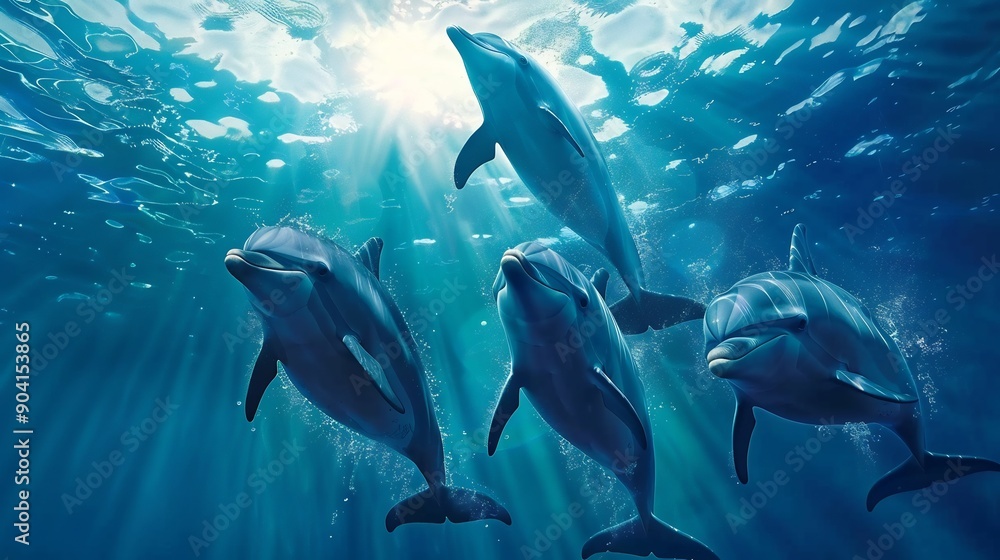 Dolphins Swimming in the Sunlight Dolphins Swimming in the Sunlight