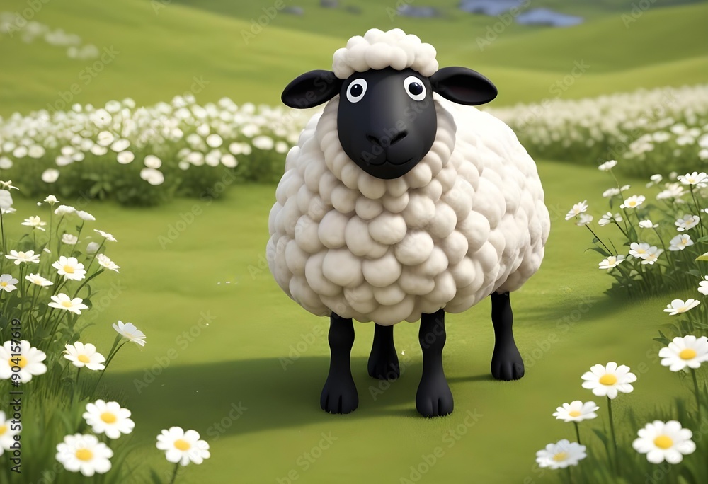3d sheep with black face 3d sheep with black face