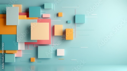 Vibrant geometric shapes arranged on a teal background, creating an abstract and modern visual appeal for creative projects.