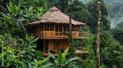 A remot eco friendly lodge that is well integrated into the lush settings photo