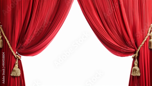 ドレープの美しい赤いカーテンとタッセル（red curtain with tassel）
 photo