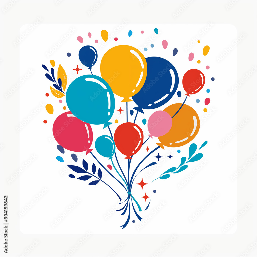 Playful Doodle Logo with Colorful Balloons in Minimal Scandinavian Art Style Playful Doodle Logo with Colorful Balloons in Minimal Scandinavian Art Style