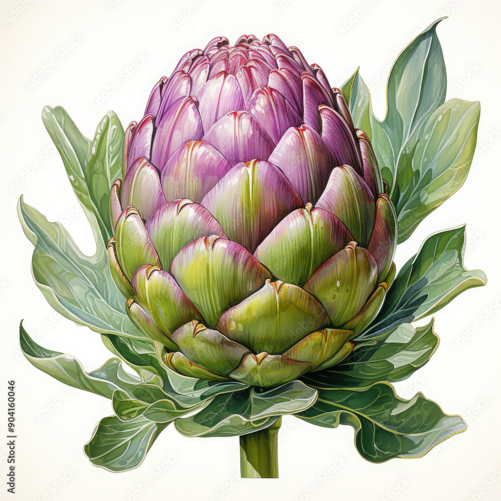 Obraz premium Watercolor Artichoke Illustration, Generative Ai