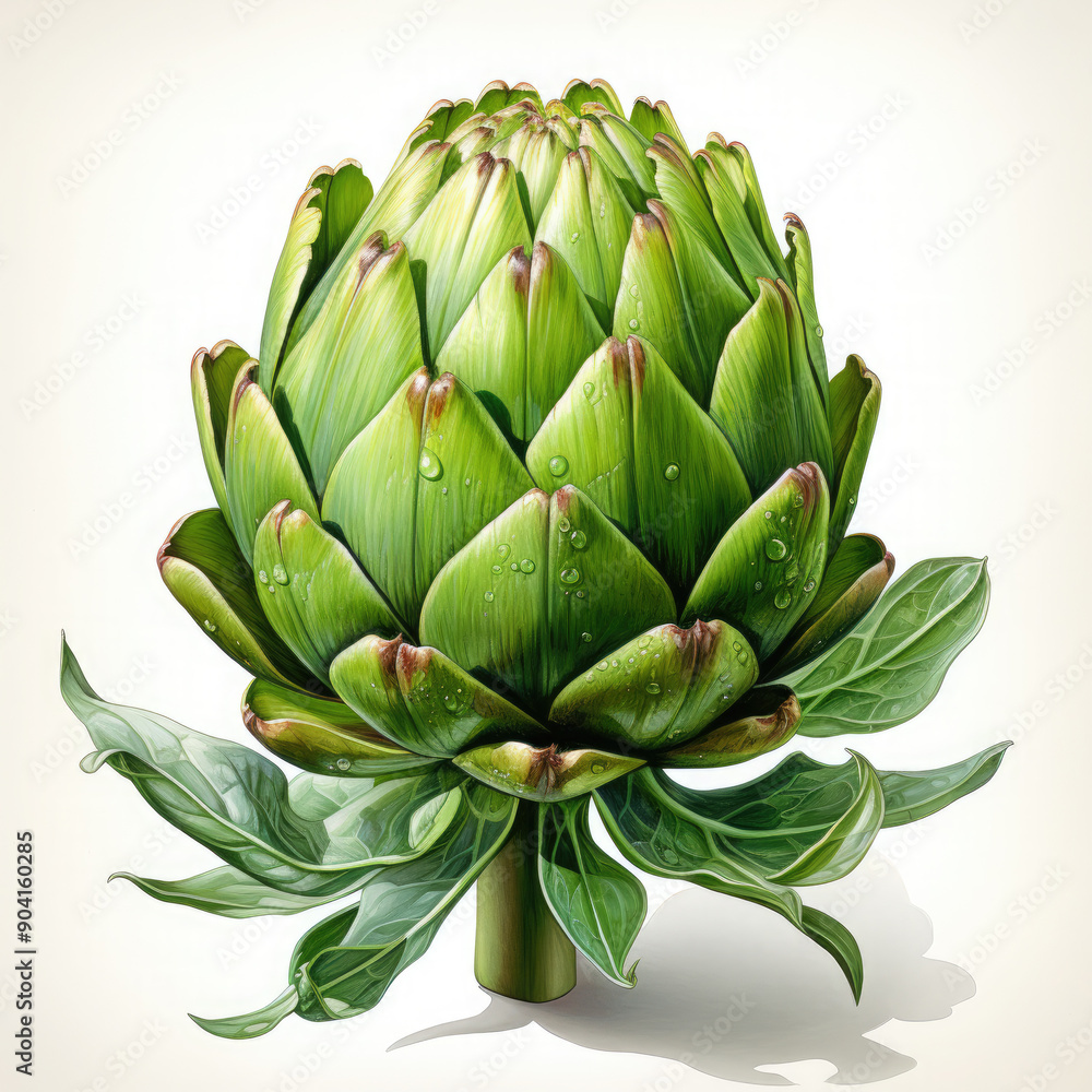 Watercolor Artichoke Illustration, Generative Ai Watercolor Artichoke Illustration, Generative Ai