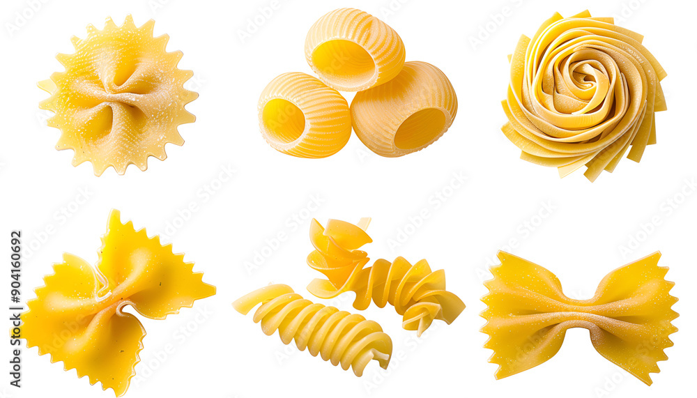 set of pasta Isolated on white background
