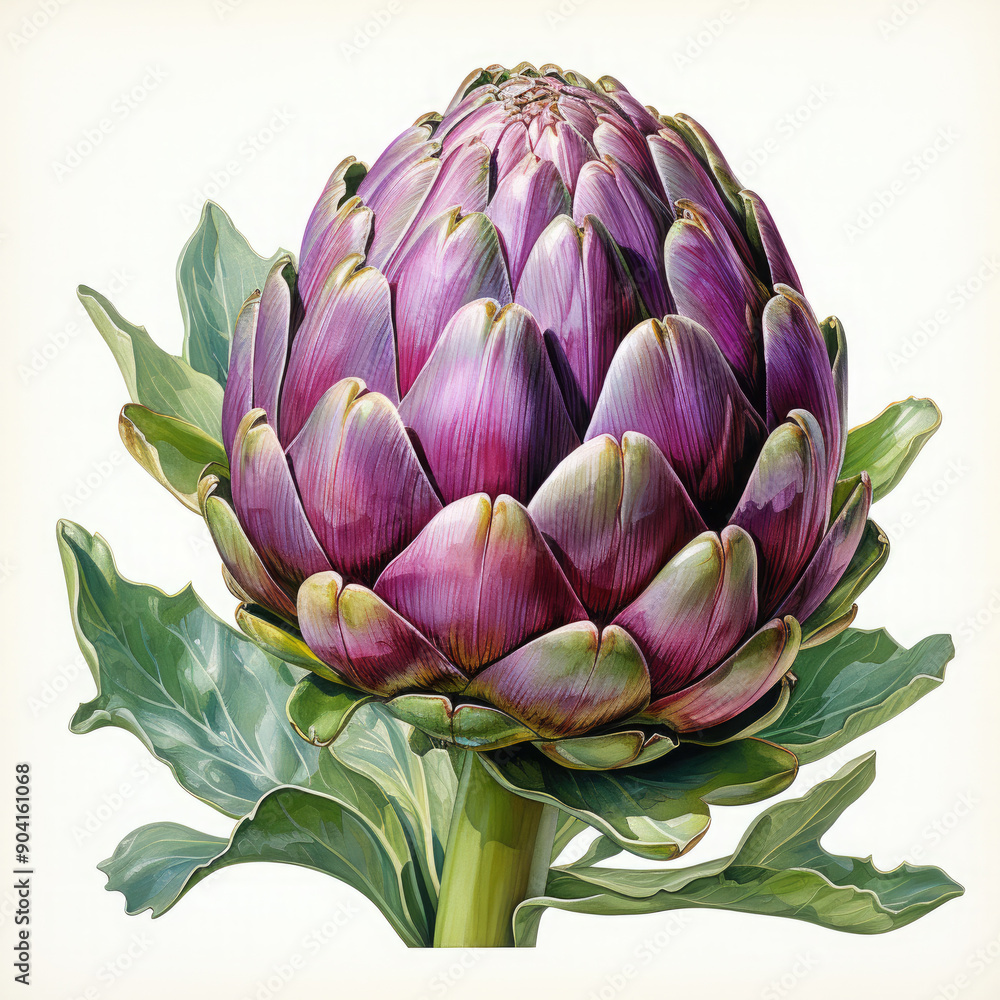 Watercolor Artichoke Illustration, Generative Ai Watercolor Artichoke Illustration, Generative Ai
