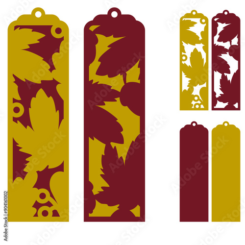 Fall bookmark with maple leaf svg, Autumn layered bookmarks laser cut