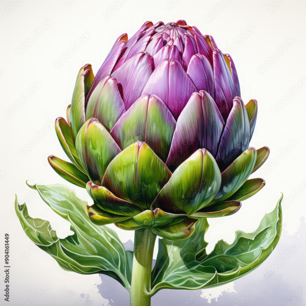 Watercolor Artichoke Illustration, Generative Ai Watercolor Artichoke Illustration, Generative Ai