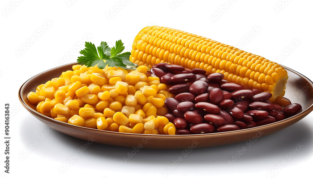 Boiled Beans and Corn- Boiled beans and corn isolated on white, showcasing the mix of t_1(36) Boiled Beans and Corn- Boiled beans and corn isolated on white, showcasing the mix of t_1(36)