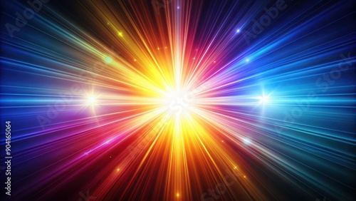 Colorful Light Rays Radiating from a Bright Center
