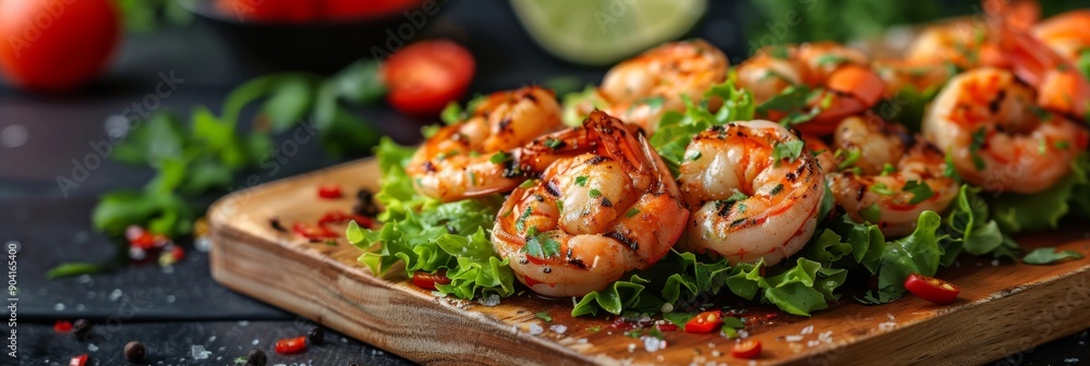 AI-Crafted Delectable Shrimp Salad with Fresh Seafood on a Wooden Cutting Board: A Symphony of Flavors and Health. AI-Crafted Delectable Shrimp Salad with Fresh Seafood on a Wooden Cutting Board: A Symphony of Flavors and Health.
