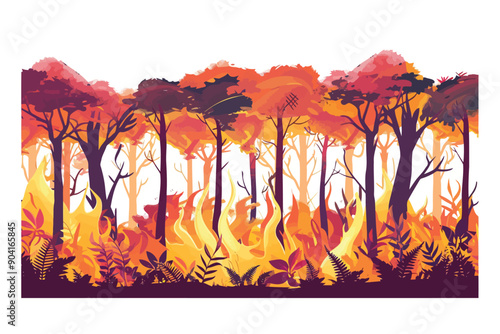 forest on fire stock image isolated vector style