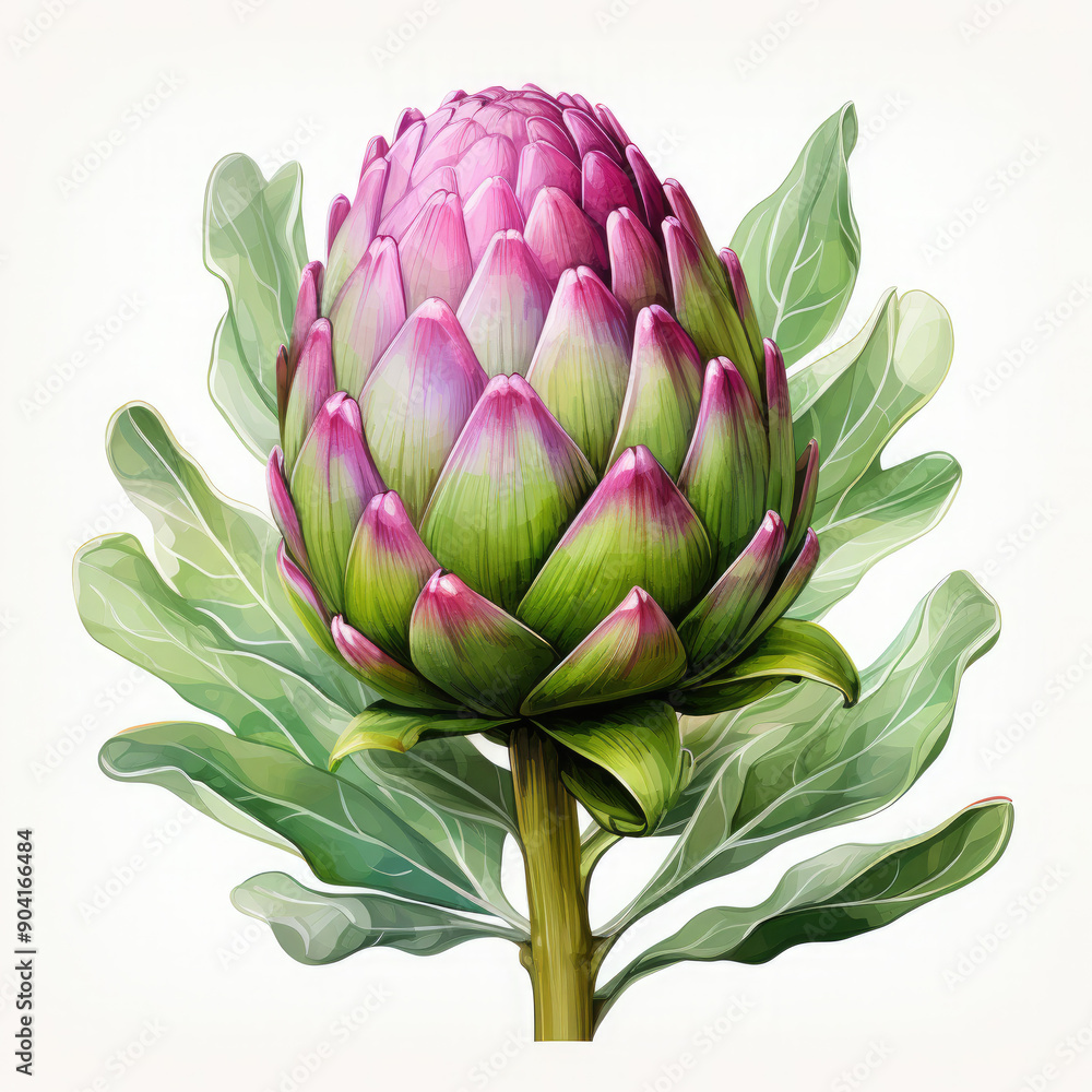 Obraz premium Watercolor Artichoke Illustration, Generative Ai