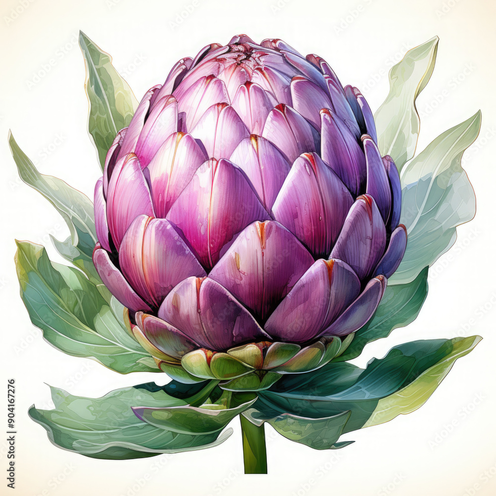 Fototapeta premium Watercolor Artichoke Illustration, Generative Ai