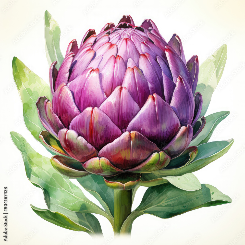 Fototapeta premium Watercolor Artichoke Illustration, Generative Ai