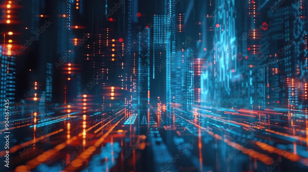 Financial decline, holographic price drop, futuristic business impact, dark digital background Financial decline, holographic price drop, futuristic business impact, dark digital background