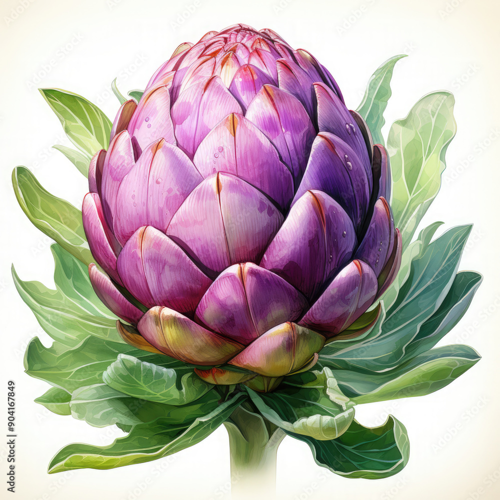 Watercolor Artichoke Illustration, Generative Ai Watercolor Artichoke Illustration, Generative Ai