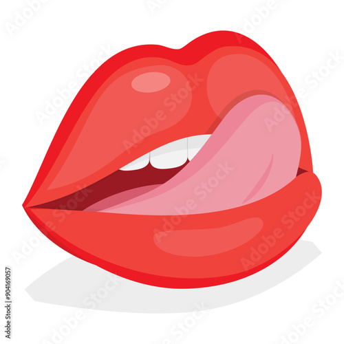 3D Isometric Flat Vector Set of Female Lips, Expression Different Emotions. Item 3