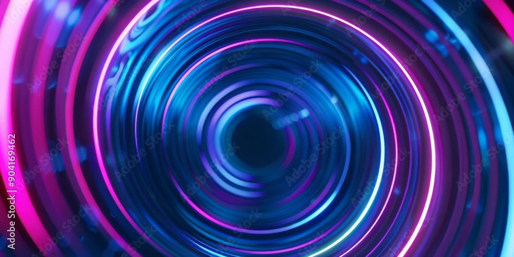 Fototapeta premium A captivating neon blue and pink vortex swirl background, perfect for technology or entertainment themes.