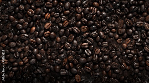 a pile of coffee beans is shown in this image