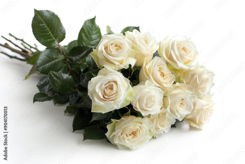 Stylish white roses isolated on white background Stylish white roses isolated on white background