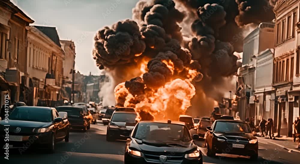 Explosion, escena de coches, accion,