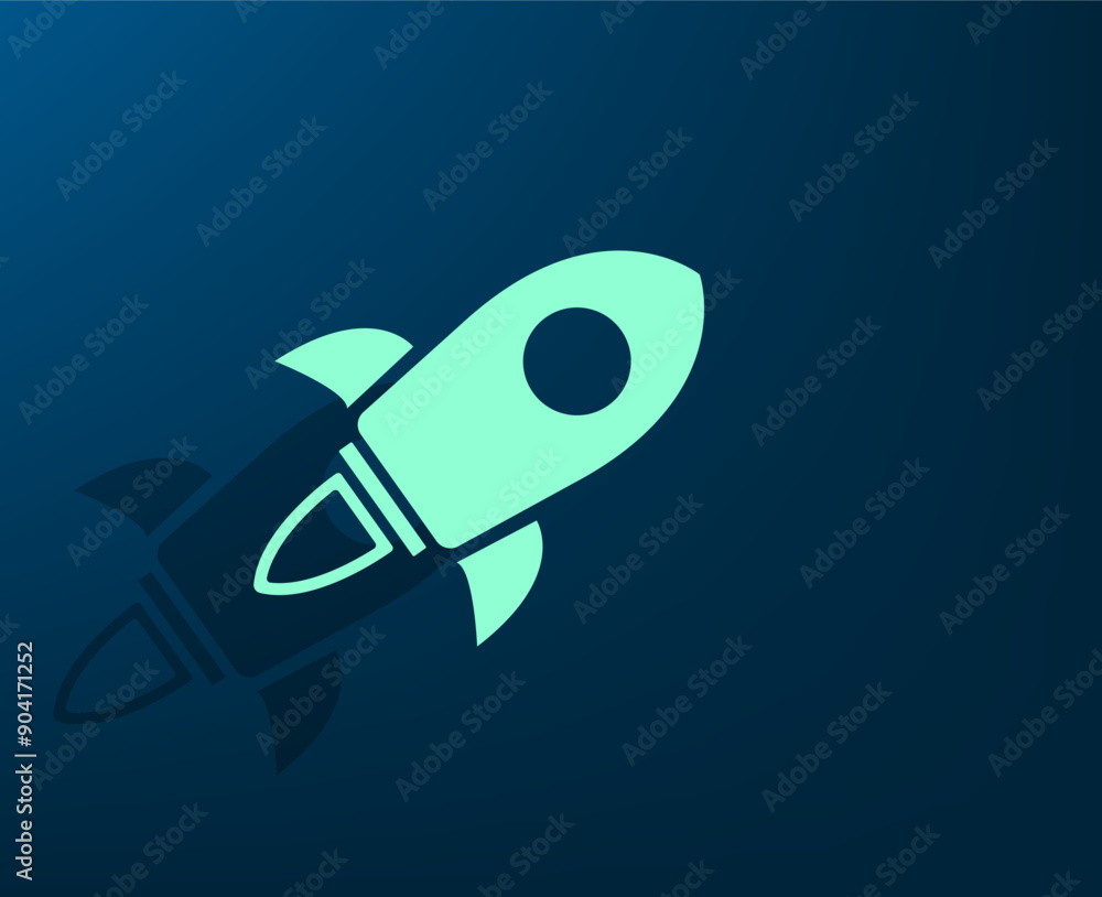 Fototapeta premium Vector illustration with shadow on blue background with gradient