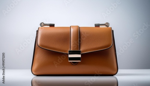 Designer handbag placed elegantly on a white background. 