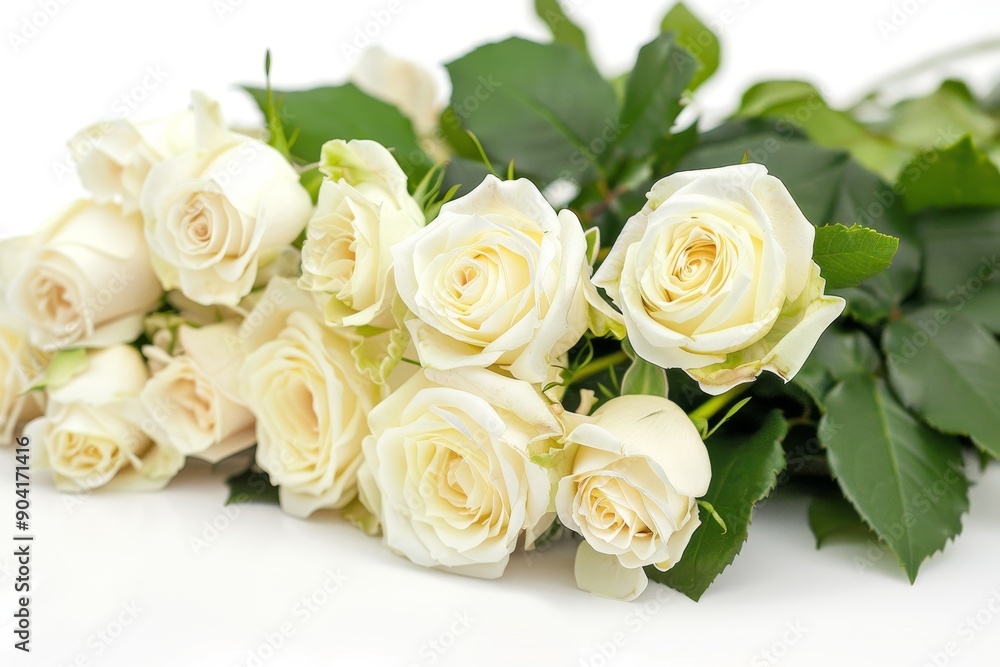 Fototapeta premium White roses on white background isolated