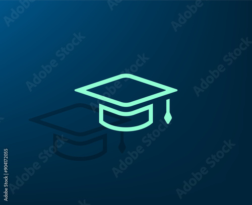 Vector illustration with shadow on blue background with gradient