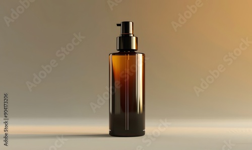 Amber Glass Bottle with Black Pump and Minimalist Design