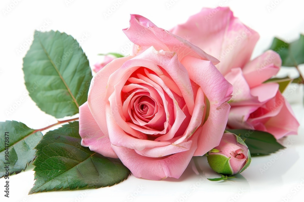 Beautiful fresh pink rose on white background Beautiful fresh pink rose on white background